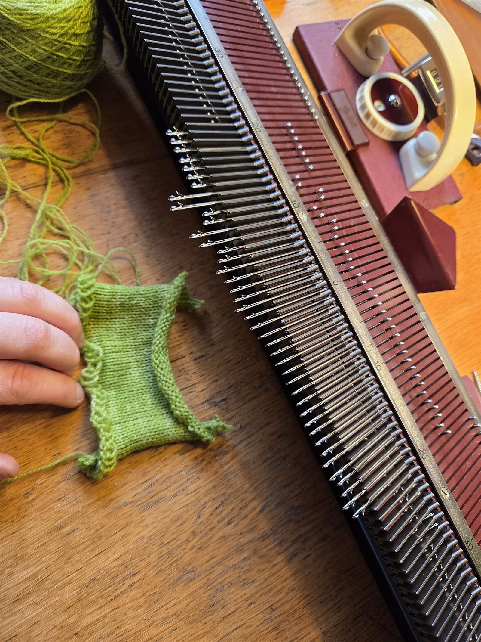 Hand-framed knit sample